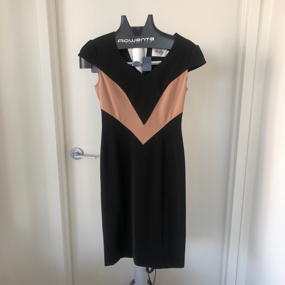 Anthropologie Black and Tan Sheath Dress